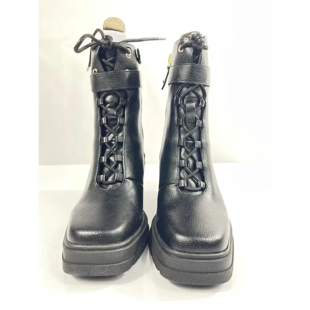 INC International Concepts Boots Womens Size 6.5 Black ANISTYNP Ankle Block Heel